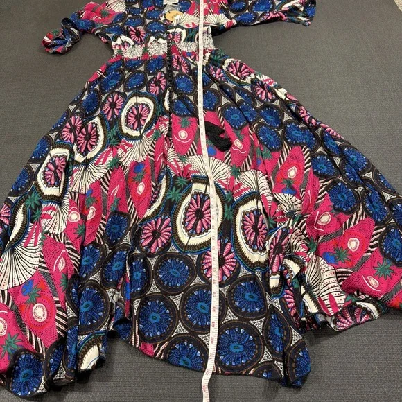 New Jaase Dress Size L Boheme Eternity Midi Multicolour Floral Rayon Full Button - Picture 5 of 6